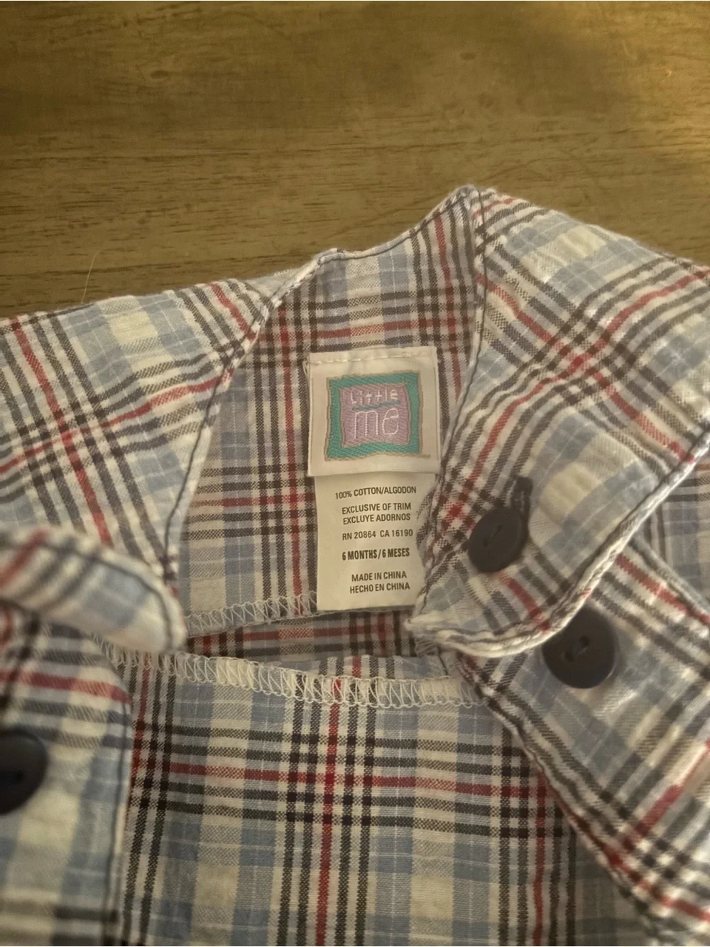 Little Me Plaid Button-Up Baby Romper in Blue, Red, White